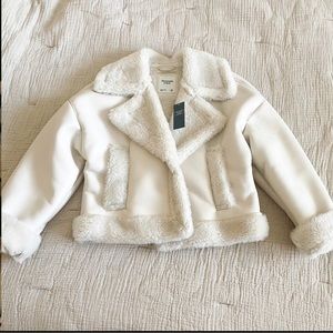 Abercrombie & fitch oversized short Sherpa-lined vegan leather coat